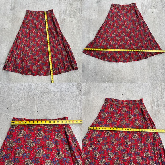 Vtg Liz sport Floral Cottagecore Fall Midi Skirt Side‎ Pocket Side Zip Size 12 P - Picture 4 of 4